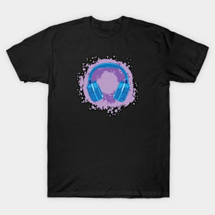 Headphones Art, Blue & Purple T-Shirt